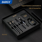 BAOKE T18/T19/T20 Black Grey Fountain Pen Gift Set, Includes Ink Bottle, 6 Cartridges, Exquisite Package, Smooth Writing Pens
