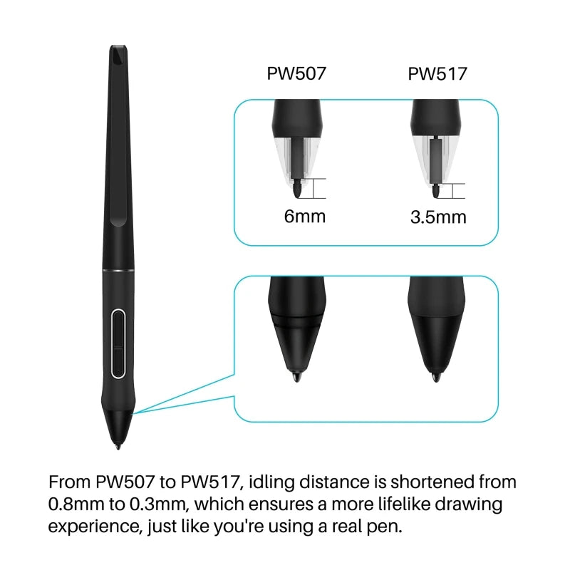 PW517 Digital Pen Ergonomic Touch Stylus Tablet Drawing Pen for HUION Kamvas13 22 12 GS1562/GS1161/GS2201/GT2202 GS1331