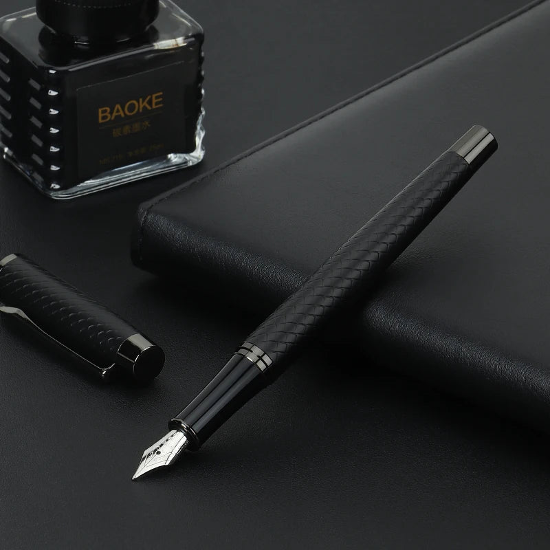 BAOKE T18/T19/T20 Black Grey Fountain Pen Gift Set, Includes Ink Bottle, 6 Cartridges, Exquisite Package, Smooth Writing Pens