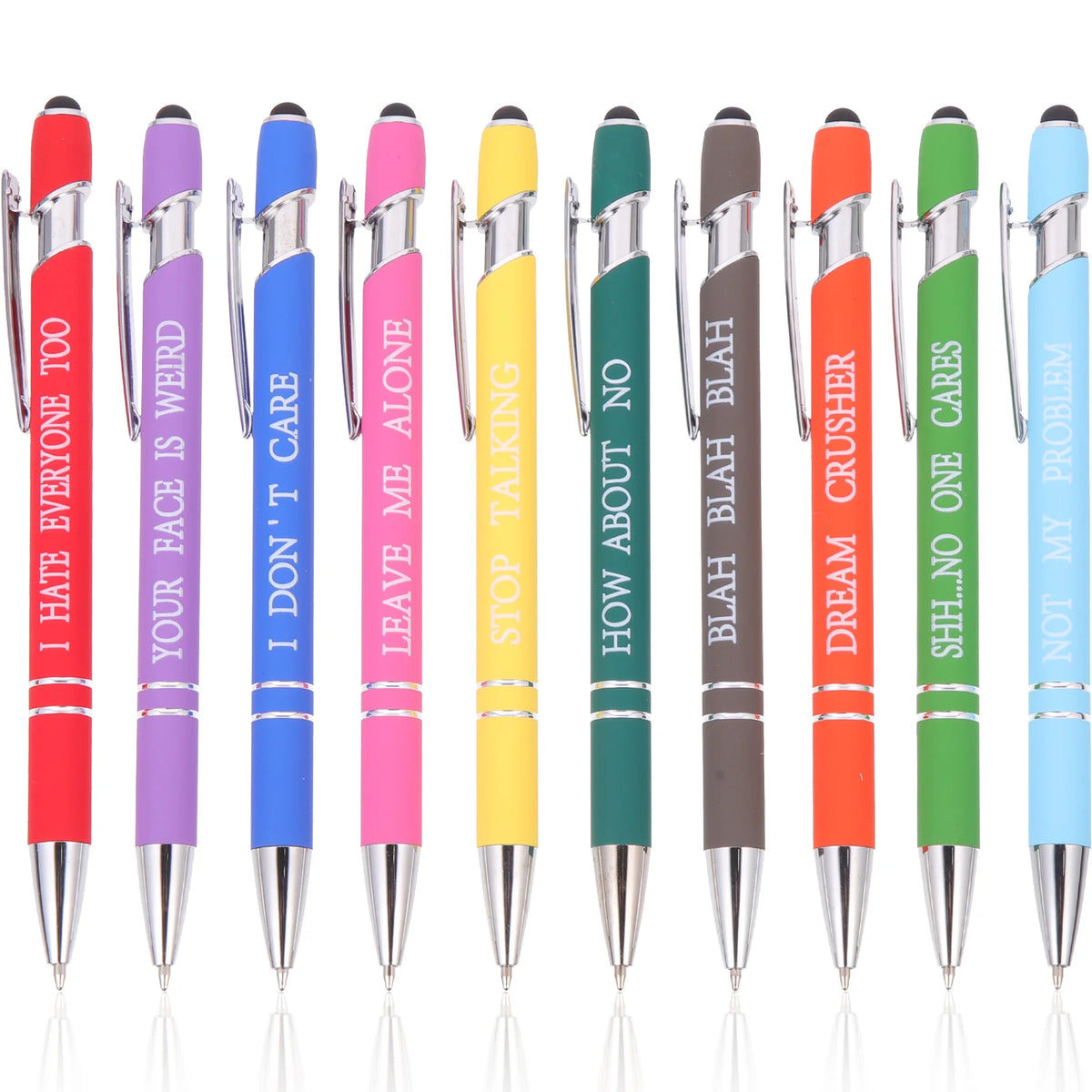 10 Pcs Black Ballpoint Pen Set Office Writing Pens Creative Design Inspirational Quotes Ergonomic Handle Smooth Portable Study