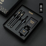 BAOKE T18/T19/T20 Black Grey Fountain Pen Gift Set, Includes Ink Bottle, 6 Cartridges, Exquisite Package, Smooth Writing Pens