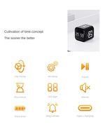 Productivity Cube Timer Gravity Sensor Flipping LED Display 4 Preset Time Dual Modes Countdown Cooking Study Mini Digital Timer