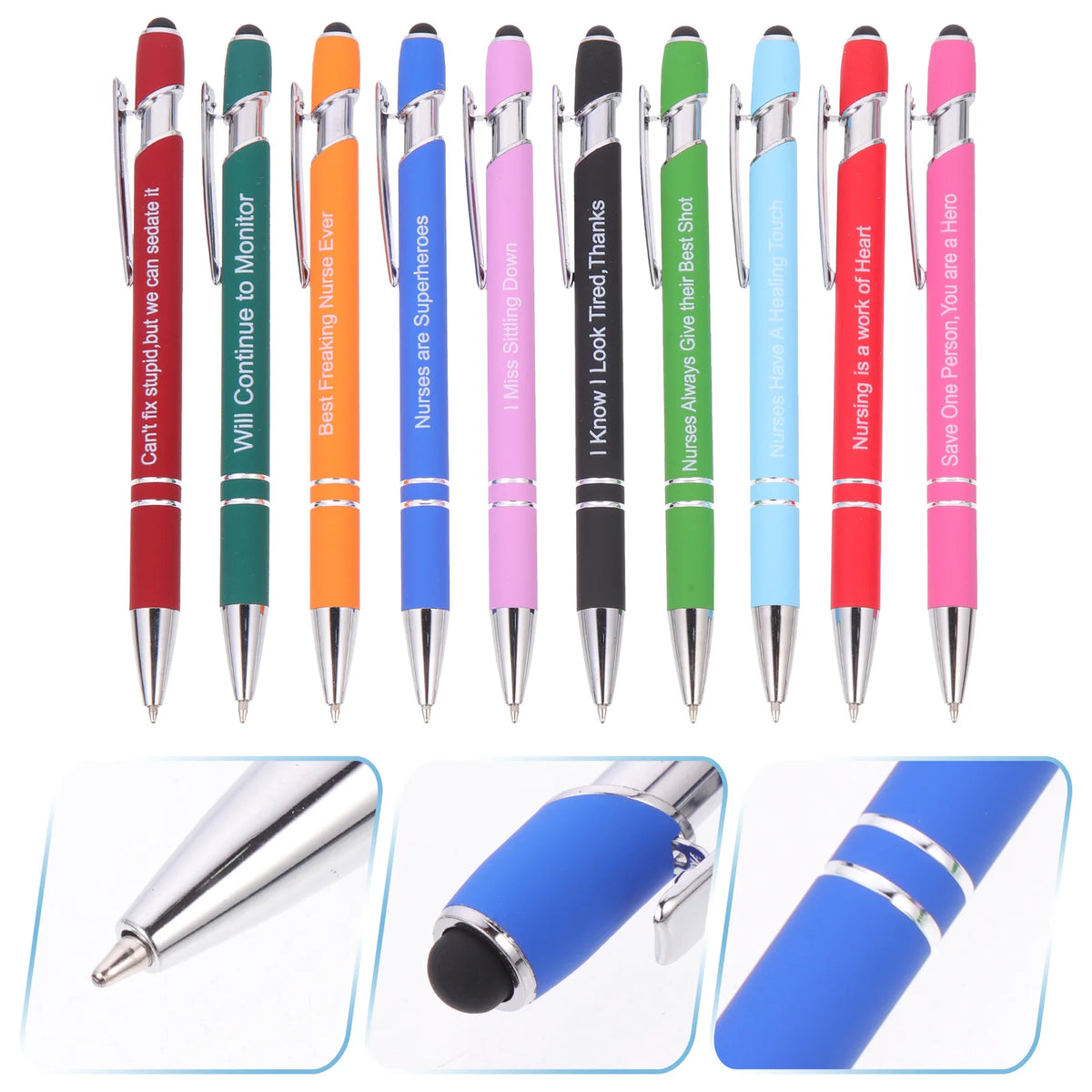 10 Pcs Black Ballpoint Pen Set Office Writing Pens Creative Design Inspirational Quotes Ergonomic Handle Smooth Portable Study