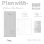 Planwith Kawaii Notebook Daily Planner Portable PU Soft Cover Agenda Working Time Plan Schedule Self Filled Date Learning
