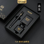 BAOKE T18/T19/T20 Black Grey Fountain Pen Gift Set, Includes Ink Bottle, 6 Cartridges, Exquisite Package, Smooth Writing Pens