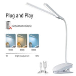 LED Double-headed Reading Table Lamp with Clip Touch Control Dimmable Light Eye Protection for Bedroom Dormitory Study Office