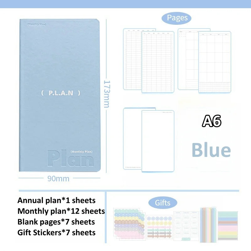 Soft Leather Planner Agenda A7 A6 Notebook Schedules Yearly Monthly Daily Plan To Do List Notepad Self Disciplined Punch Book