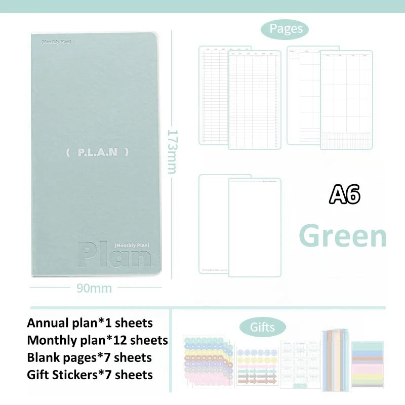 Soft Leather Planner Agenda A7 A6 Notebook Schedules Yearly Monthly Daily Plan To Do List Notepad Self Disciplined Punch Book