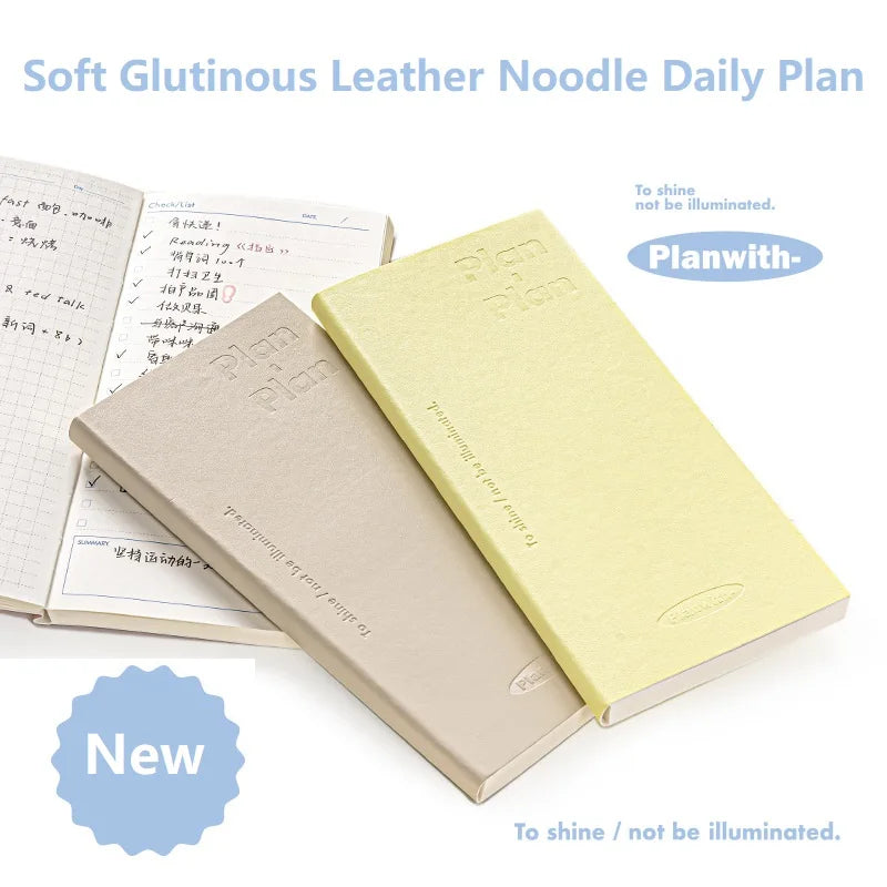 Planwith Kawaii Notebook Daily Planner Portable PU Soft Cover Agenda Working Time Plan Schedule Self Filled Date Learning