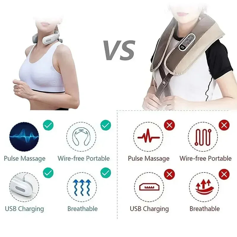 4 Heads Electric Smart Neck Massager Shoulder Neck Massage Cervical Vertebra Vibrator Relieve Pain Muscle Portable Health Care