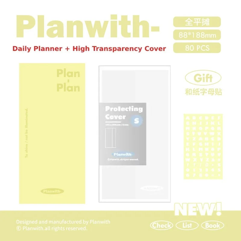 Planwith Kawaii Notebook Daily Planner Portable PU Soft Cover Agenda Working Time Plan Schedule Self Filled Date Learning