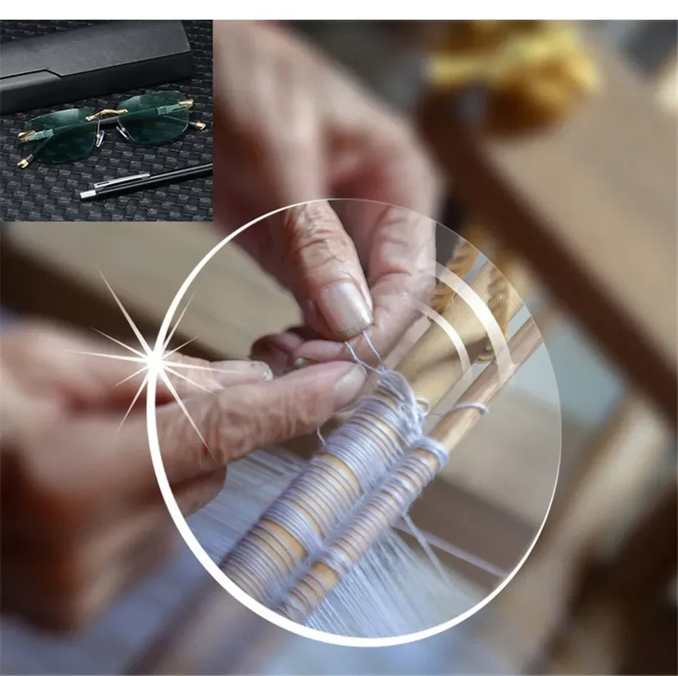 Óculos de leitura sem aro anti-luz azul, óculos filtrantes unissex para presbiopia, corte de diamante elegante, mulheres e homens