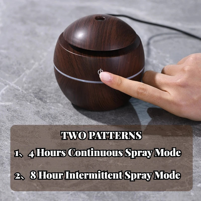 USB Ultrasonic Cool Mist Sprayer Essential Oil Diffuser Wood Grain Electric Air Humidifier Purifier for Home office and Car