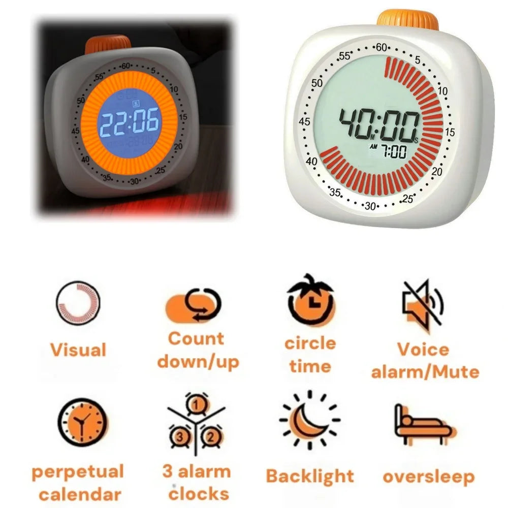 Digital Pomodoro Visual Timer Children Study Timer with Night Light,60-Minute Countdown Timer, Timer for studying Home&School