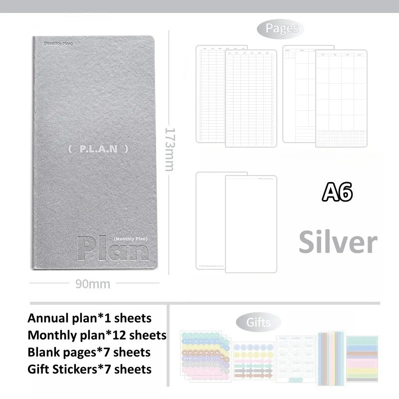 Soft Leather Planner Agenda A7 A6 Notebook Schedules Yearly Monthly Daily Plan To Do List Notepad Self Disciplined Punch Book