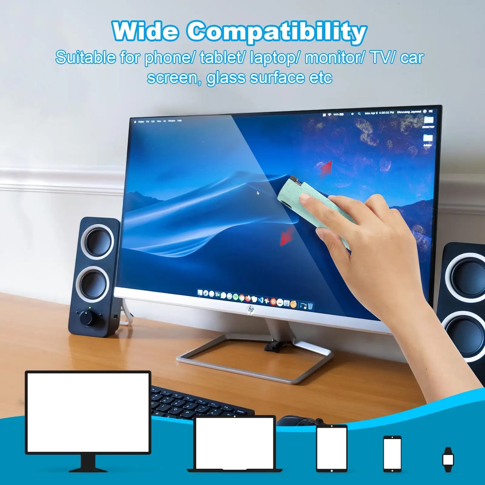 2 In 1 Phone Screen Cleaner Spray Portable Tablet Phone Touch Screen Cleaner Microfiber Cloth Set Glass Mini Cleaning Artifact