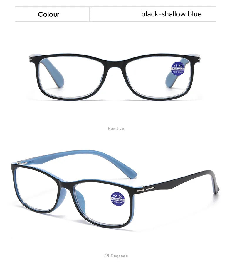 High Quality Square Reading Glasses Ultralight Unisex Anti Blue Light Vision Presbyopic Eyewear for Women Men Fashion Eyeglasses