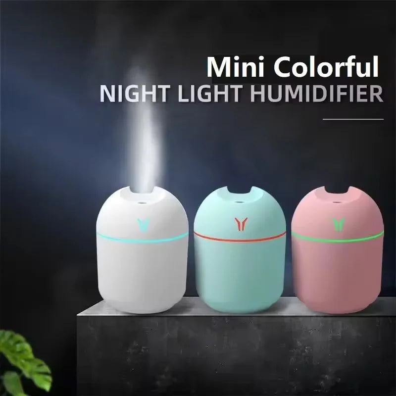 Humidifier USB 250ml Mute Humidifier Aromatherapy Desk Bedroom Desktop Portable Large Spray Car Purifier with LED Night