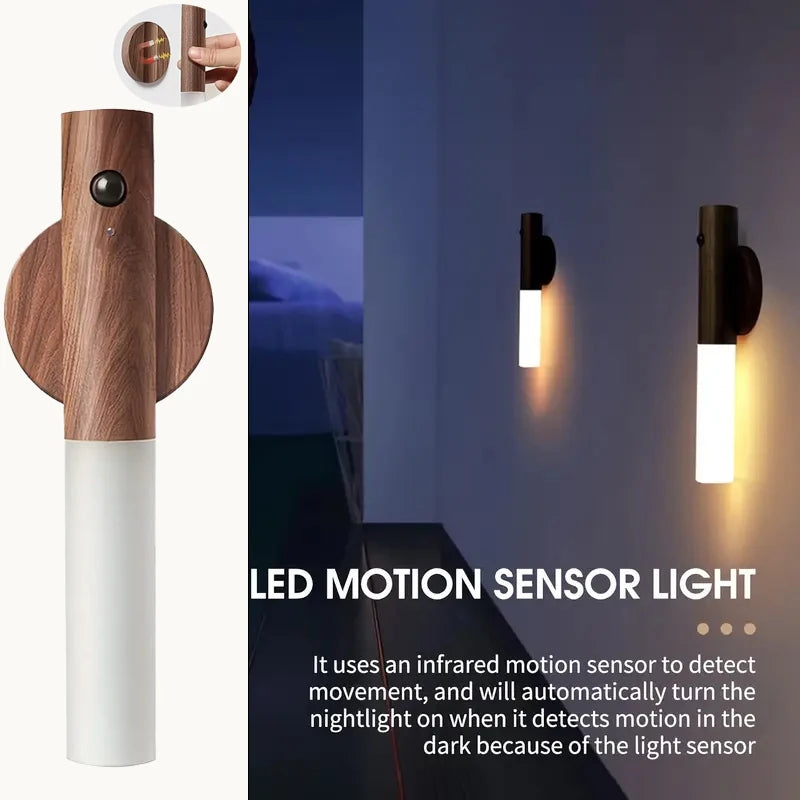 Magnetic Motion Sensor Night Light for Bedroom Hallway | Rechargeable Peel&Stick LED | Battery-Powered Wall Lamp