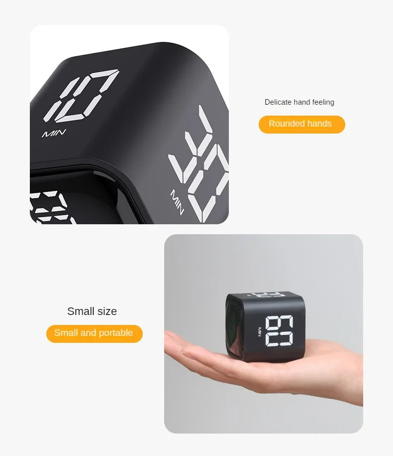 Productivity Cube Timer Gravity Sensor Flipping LED Display 4 Preset Time Dual Modes Countdown Cooking Study Mini Digital Timer
