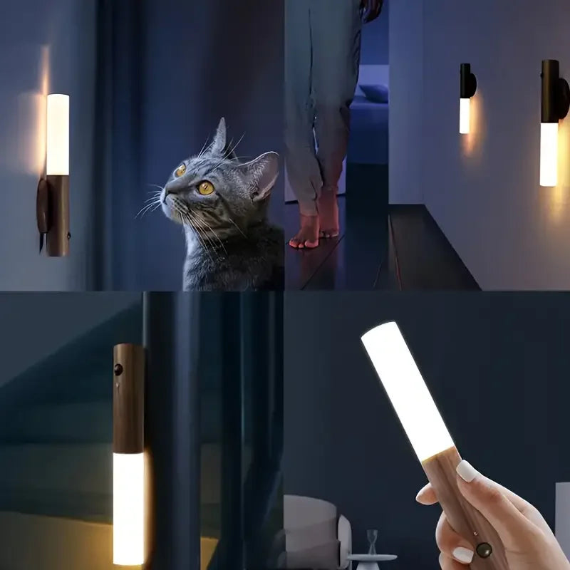 Magnetic Motion Sensor Night Light for Bedroom Hallway | Rechargeable Peel&Stick LED | Battery-Powered Wall Lamp