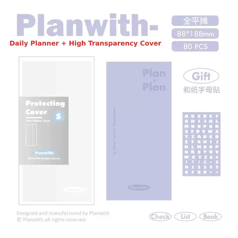 Planwith Kawaii Notebook Daily Planner Portable PU Soft Cover Agenda Working Time Plan Schedule Self Filled Date Learning