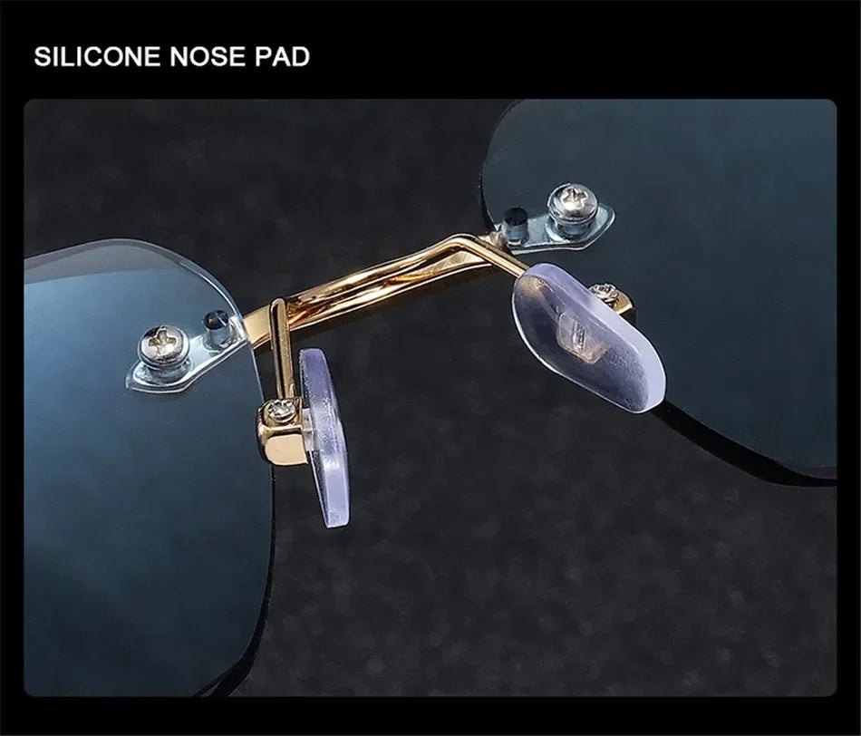 Óculos de leitura sem aro anti-luz azul, óculos filtrantes unissex para presbiopia, corte de diamante elegante, mulheres e homens