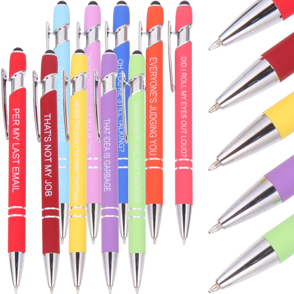 10 Pcs Black Ballpoint Pen Set Office Writing Pens Creative Design Inspirational Quotes Ergonomic Handle Smooth Portable Study