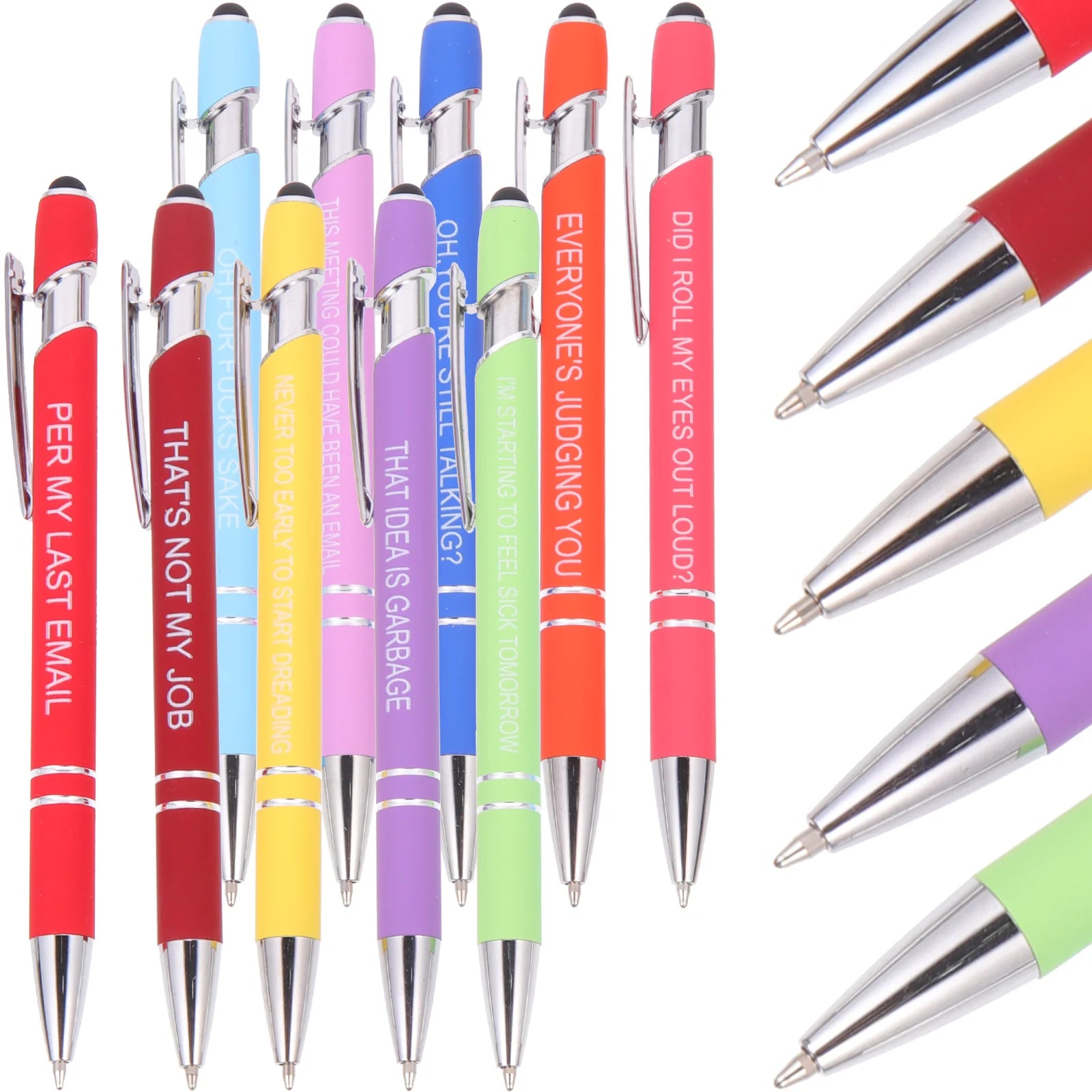 10 Pcs Black Ballpoint Pen Set Office Writing Pens Creative Design Inspirational Quotes Ergonomic Handle Smooth Portable Study