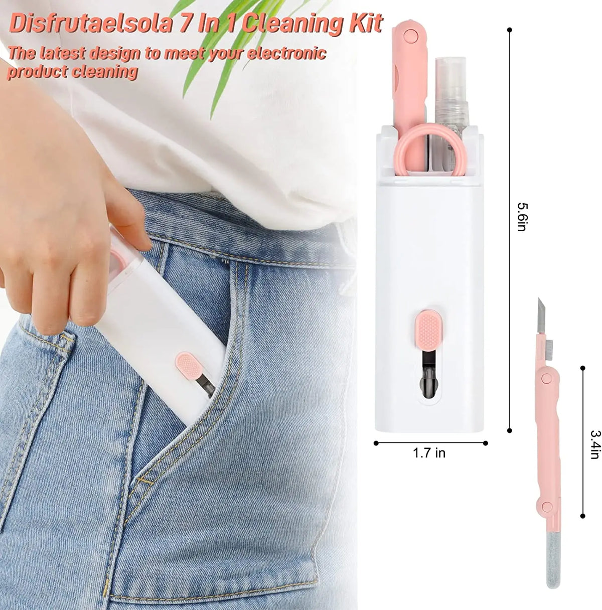 Kit de limpeza 7 em 1, limpador de teclado de computador, escova, fones de ouvido, caneta de limpeza para airpods, iphone, ferramentas de limpeza, conjunto extrator de teclas