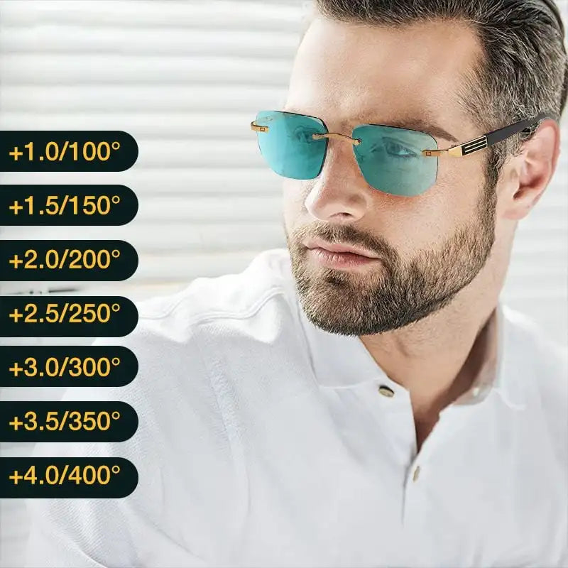 Óculos de leitura sem aro anti-luz azul, óculos filtrantes unissex para presbiopia, corte de diamante elegante, mulheres e homens
