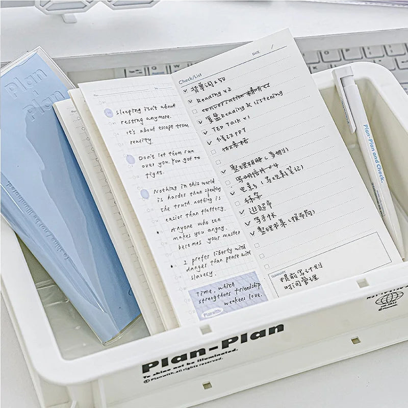 Planwith Kawaii Notebook Daily Planner Portable PU Soft Cover Agenda Working Time Plan Schedule Self Filled Date Learning