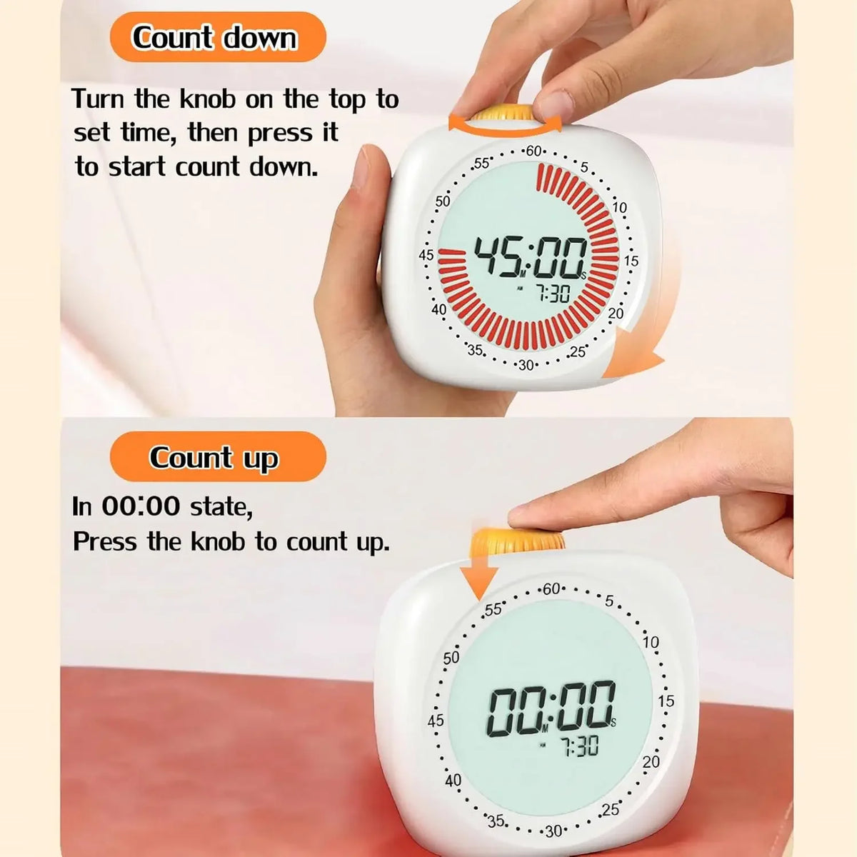 Digital Pomodoro Visual Timer Children Study Timer with Night Light,60-Minute Countdown Timer, Timer for studying Home&School