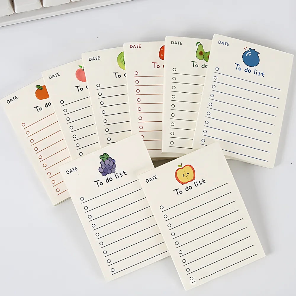 50 Sheets To Do List Memo Pad Cute School Stationery Notes ins Portable Notepad Office Supply Fruit Notebook Message Note Book