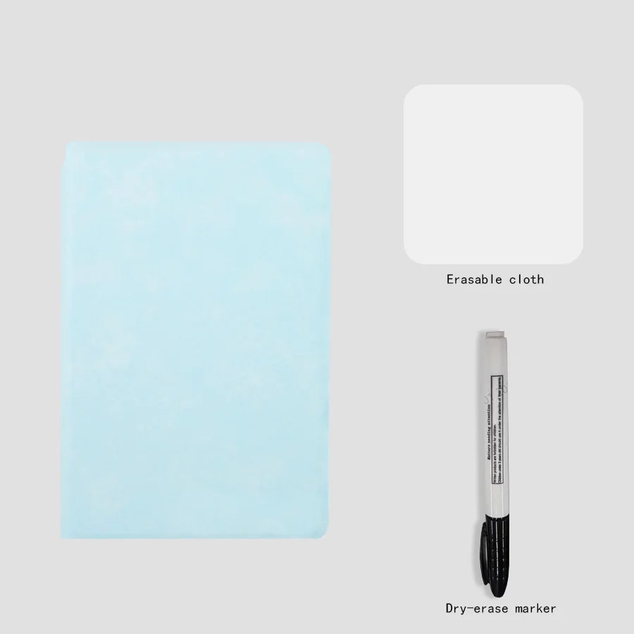 A5 Reusable Whiteboard Notebook Set With Whiteboard Pen Erasing Cloth Leather Memo Pad Weekly Planner Portable Stylish Office