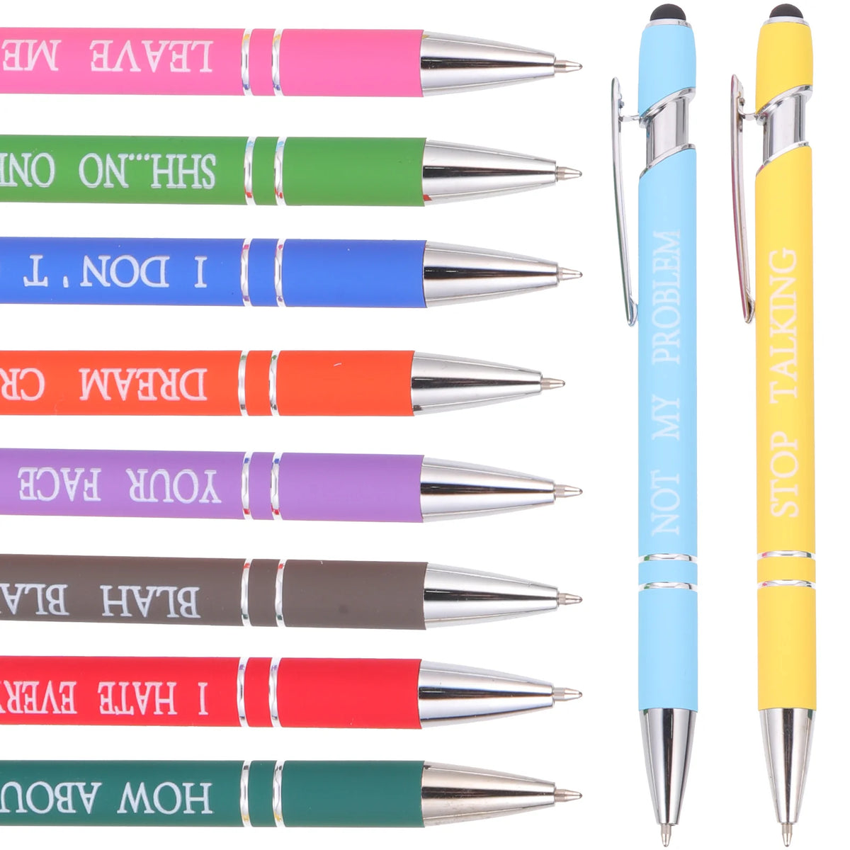 10 Pcs Black Ballpoint Pen Set Office Writing Pens Creative Design Inspirational Quotes Ergonomic Handle Smooth Portable Study