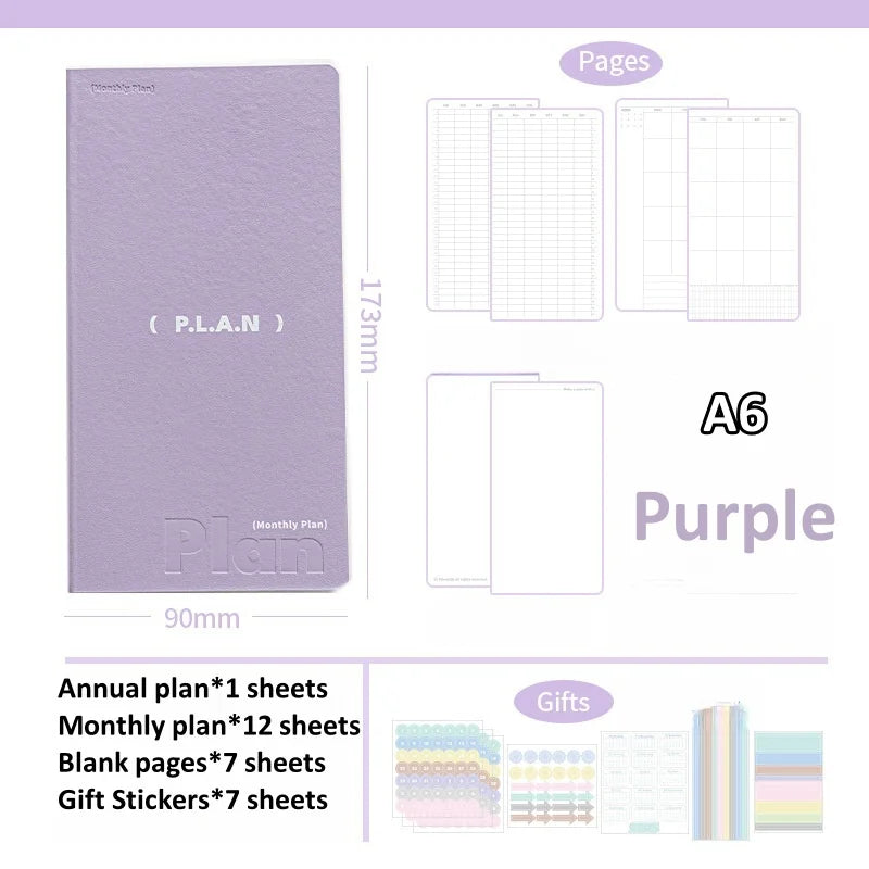 Soft Leather Planner Agenda A7 A6 Notebook Schedules Yearly Monthly Daily Plan To Do List Notepad Self Disciplined Punch Book