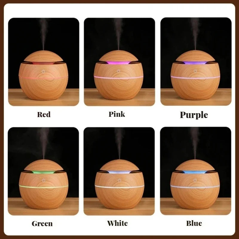 USB Ultrasonic Cool Mist Sprayer Essential Oil Diffuser Wood Grain Electric Air Humidifier Purifier for Home office and Car