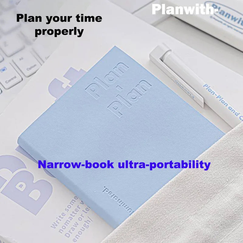 Planwith Kawaii Notebook Daily Planner Portable PU Soft Cover Agenda Working Time Plan Schedule Self Filled Date Learning