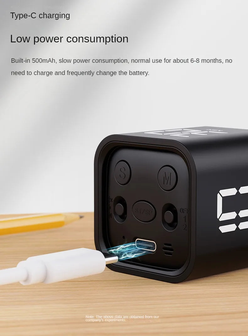 Productivity Cube Timer Gravity Sensor Flipping LED Display 4 Preset Time Dual Modes Countdown Cooking Study Mini Digital Timer