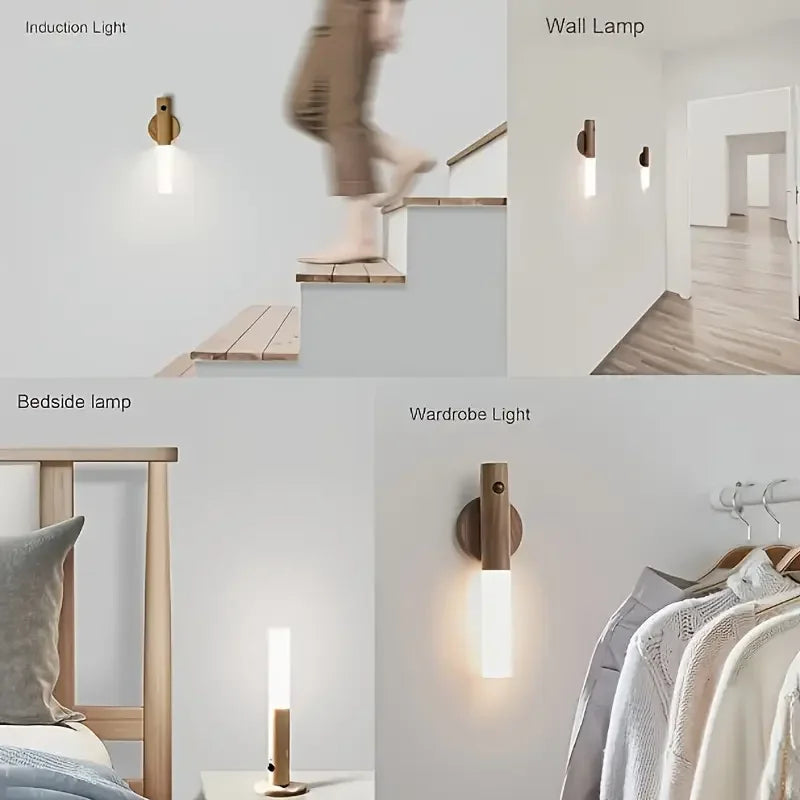 Magnetic Motion Sensor Night Light for Bedroom Hallway | Rechargeable Peel&Stick LED | Battery-Powered Wall Lamp