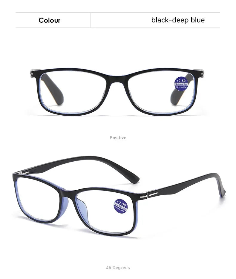 High Quality Square Reading Glasses Ultralight Unisex Anti Blue Light Vision Presbyopic Eyewear for Women Men Fashion Eyeglasses