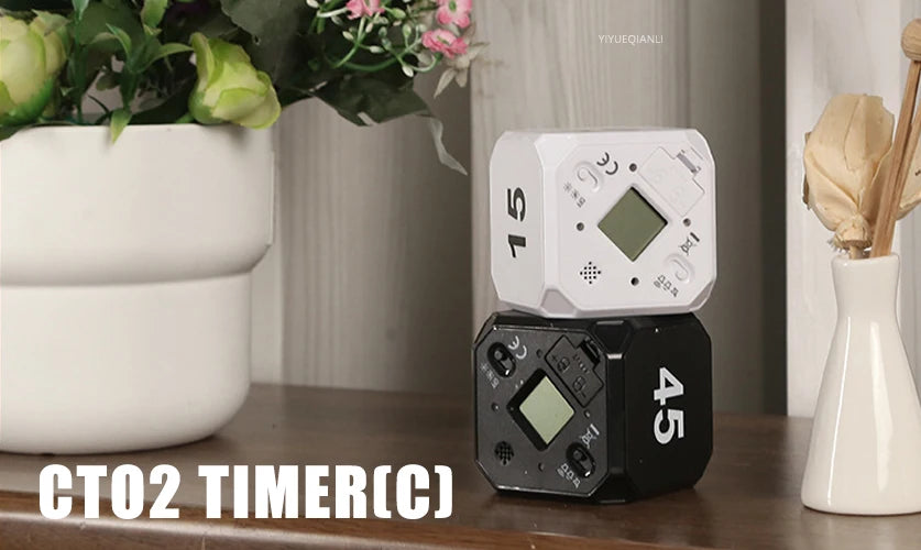 Productivity Cube Timer Gravity Sensor Flipping LED Display 4 Preset Time Dual Modes Countdown Cooking Study Mini Digital Timer