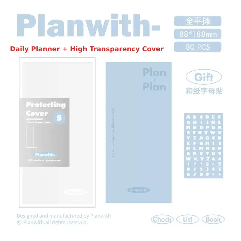 Planwith Kawaii Notebook Daily Planner Portable PU Soft Cover Agenda Working Time Plan Schedule Self Filled Date Learning