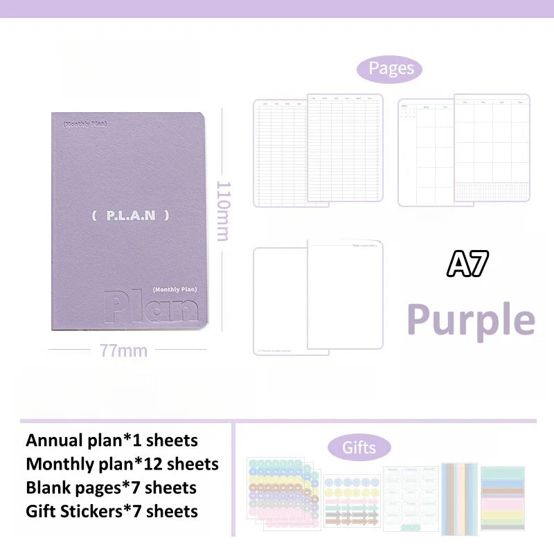 Soft Leather Planner Agenda A7 A6 Notebook Schedules Yearly Monthly Daily Plan To Do List Notepad Self Disciplined Punch Book