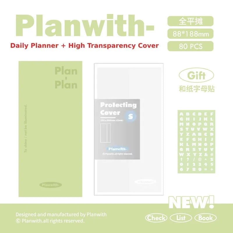 Planwith Kawaii Notebook Daily Planner Portable PU Soft Cover Agenda Working Time Plan Schedule Self Filled Date Learning