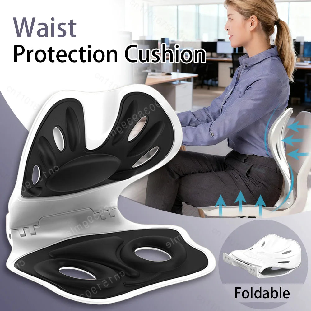 Waist Protection Cushion Back Pain Relief Ergonomic Anti Hunchback Cushion Foldable Back Support Sitting Posture Correction