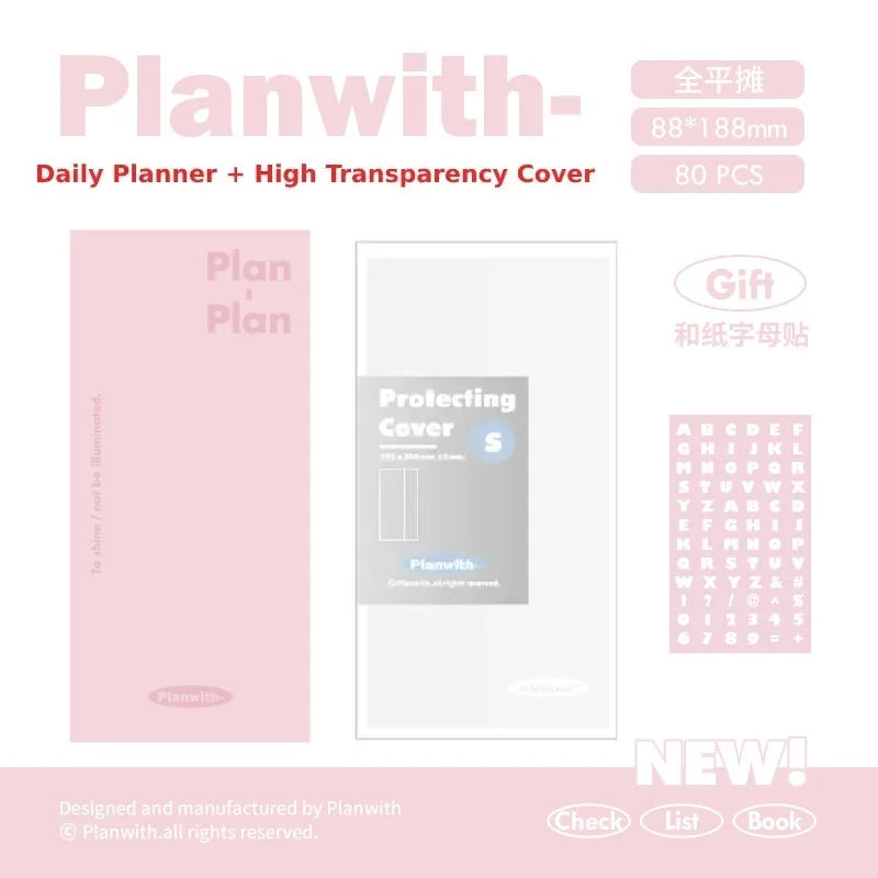 Planwith Kawaii Notebook Daily Planner Portable PU Soft Cover Agenda Working Time Plan Schedule Self Filled Date Learning