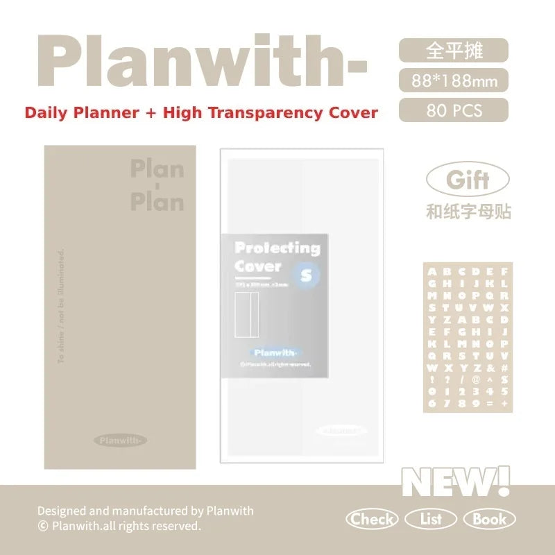 Planwith Kawaii Notebook Daily Planner Portable PU Soft Cover Agenda Working Time Plan Schedule Self Filled Date Learning