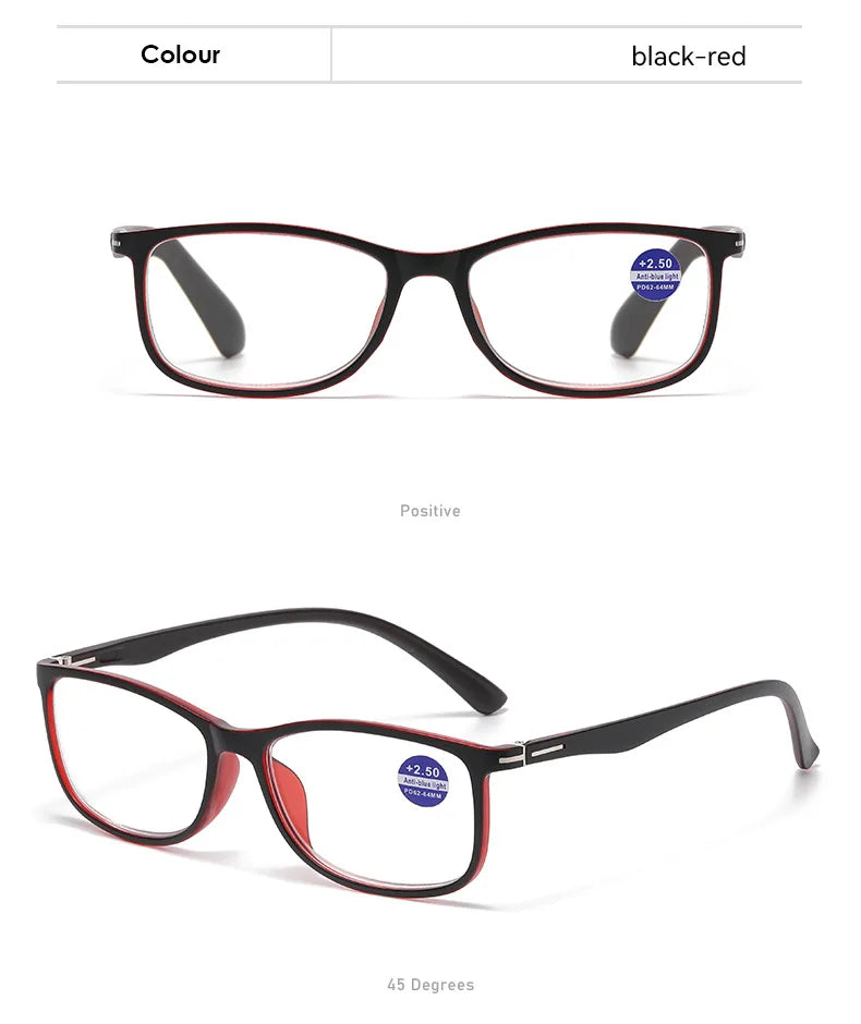 High Quality Square Reading Glasses Ultralight Unisex Anti Blue Light Vision Presbyopic Eyewear for Women Men Fashion Eyeglasses